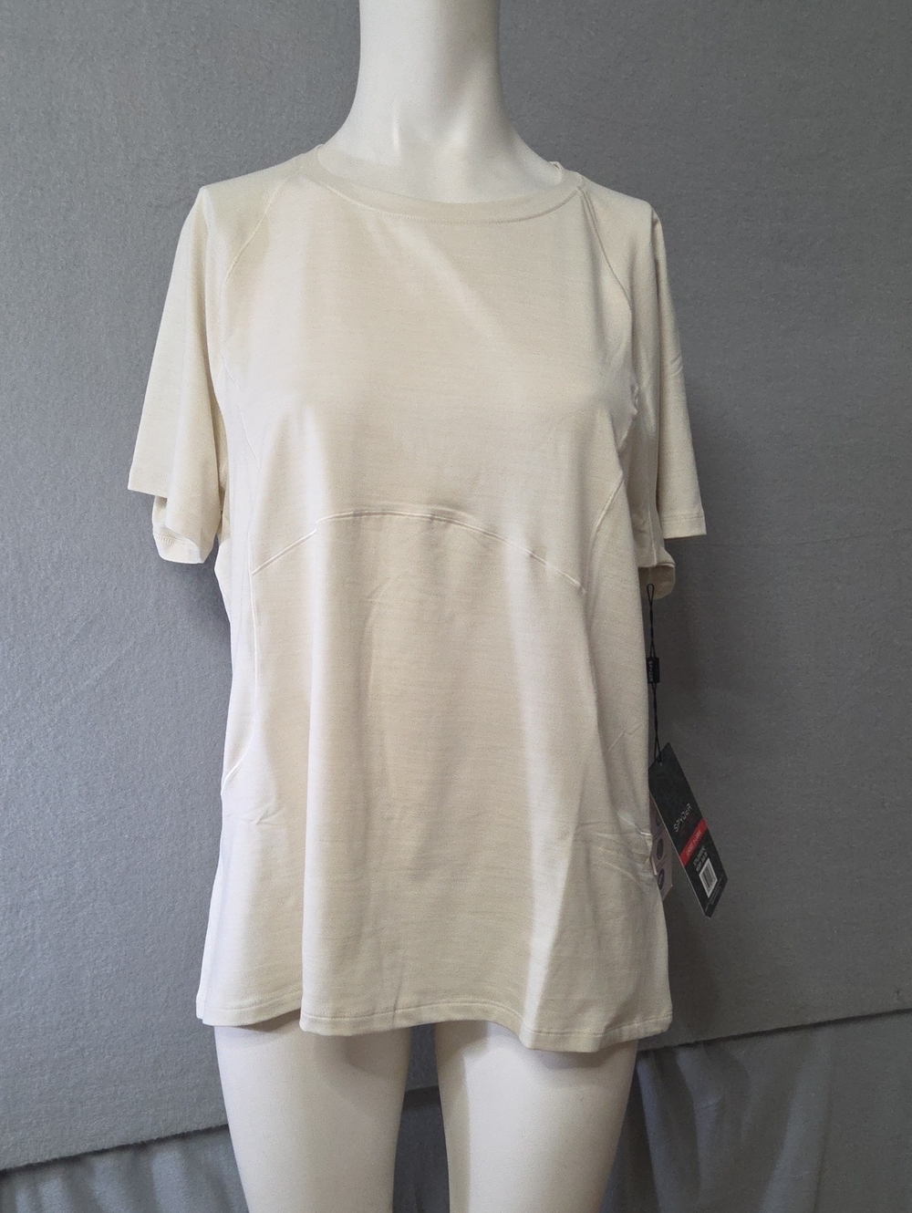 Spyder Women's Short Sleeve Crewneck Shirt - Cream Xlarge Size.